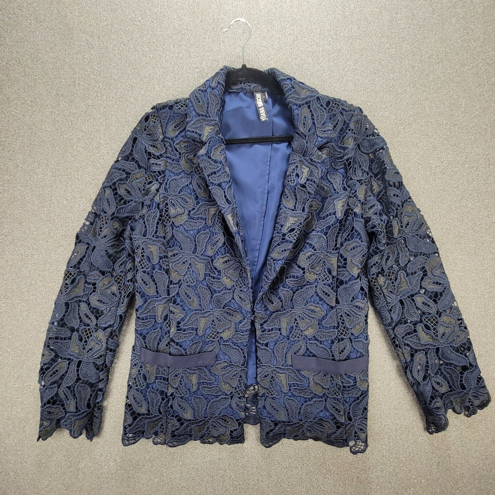 Yoana Baraschi L Black Blue Lace Blazer Jacket